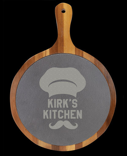 Custom Engraved Acacia Wood/Slate Round Serving Board