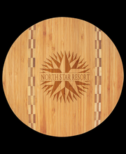 Custom Engraved Round Bamboo Cutting Board with Butcher Block Inlay