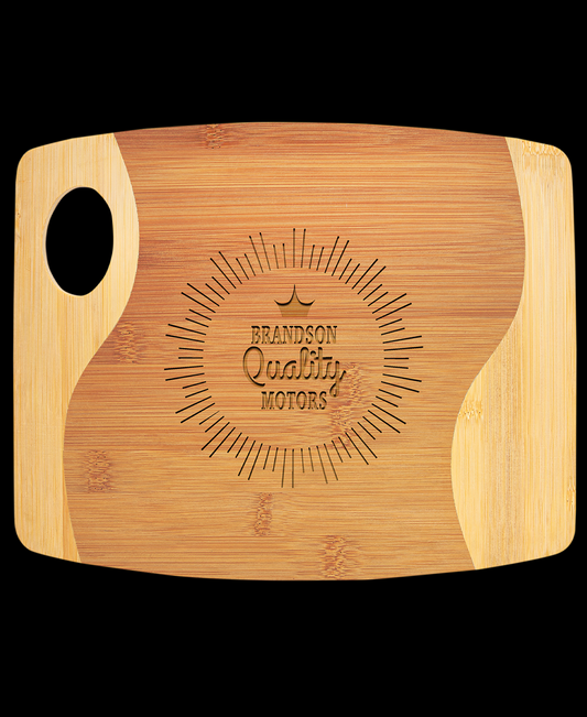 Custom Engraved Bamboo 2-Tone Cutting Board with Handle
