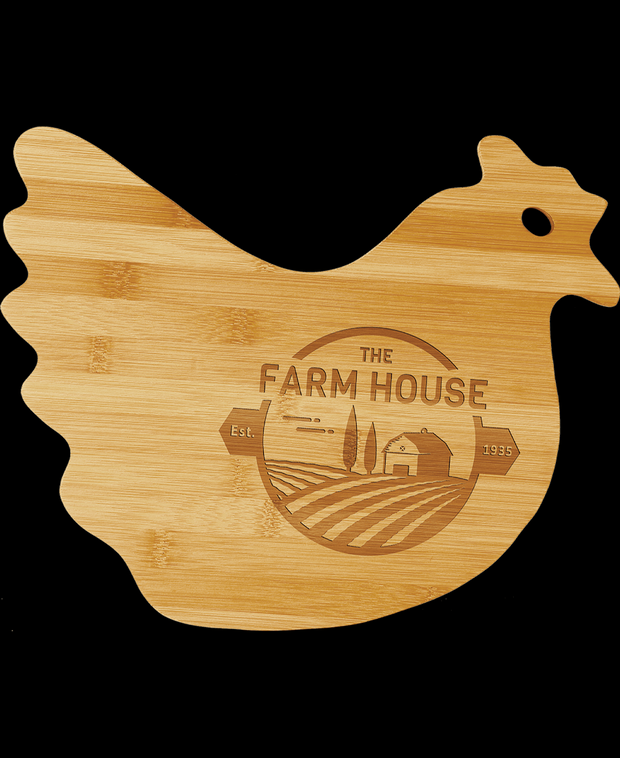 Custom Engraved Bamboo Chicken Shaped Cutting Board