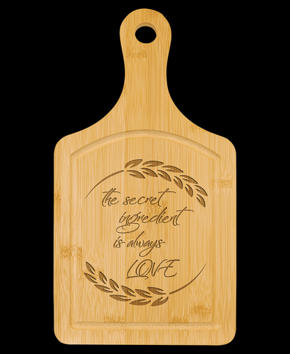 Custom Engraved Paddle Shaped Bamboo Cutting Boards