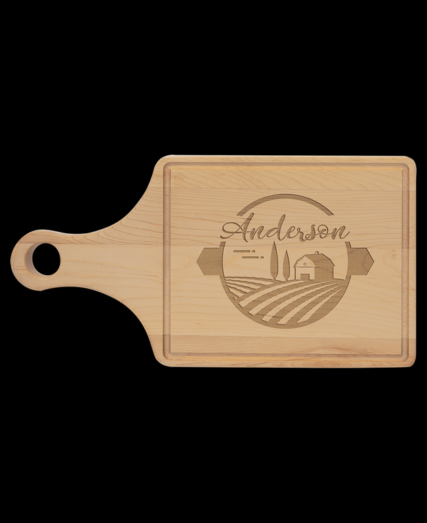 Custom Engraved Maple Paddle Shape Cutting Board