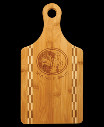 Custom Engraved Paddle Shaped Bamboo Cutting Boards