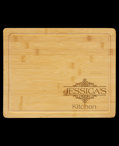 Custom Engraved Bamboo Cutting Board with Drip Ring