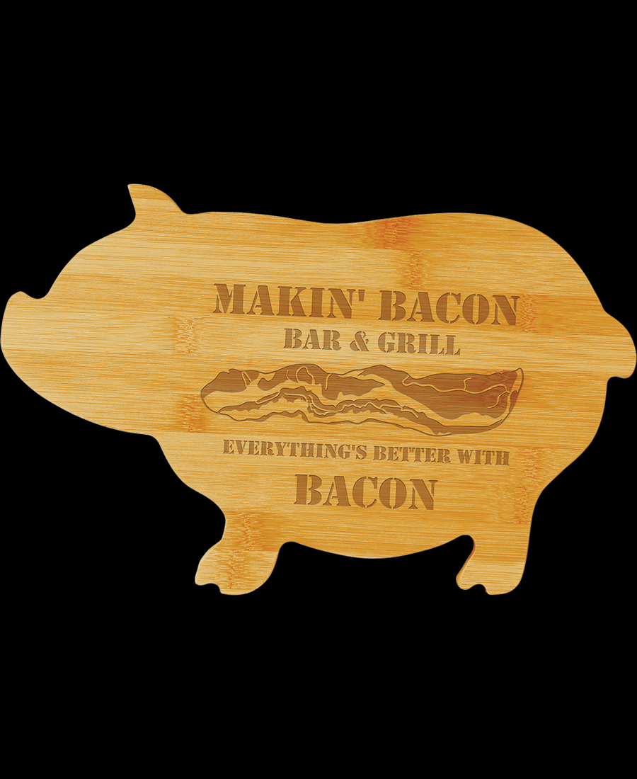 Custom Engraved Bamboo Pig Shaped Cutting Board