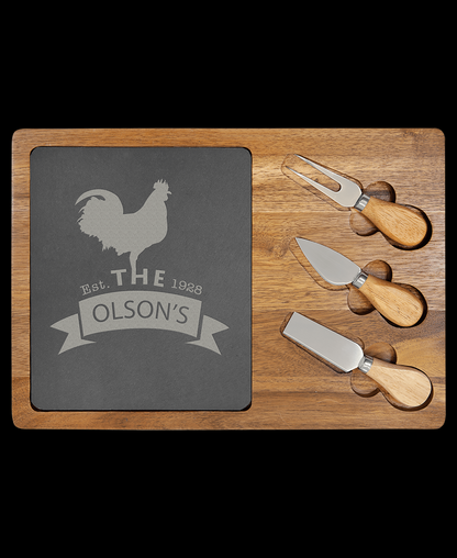 Custom Engraved Acacia Wood/Slate Rectangle Cutting Board