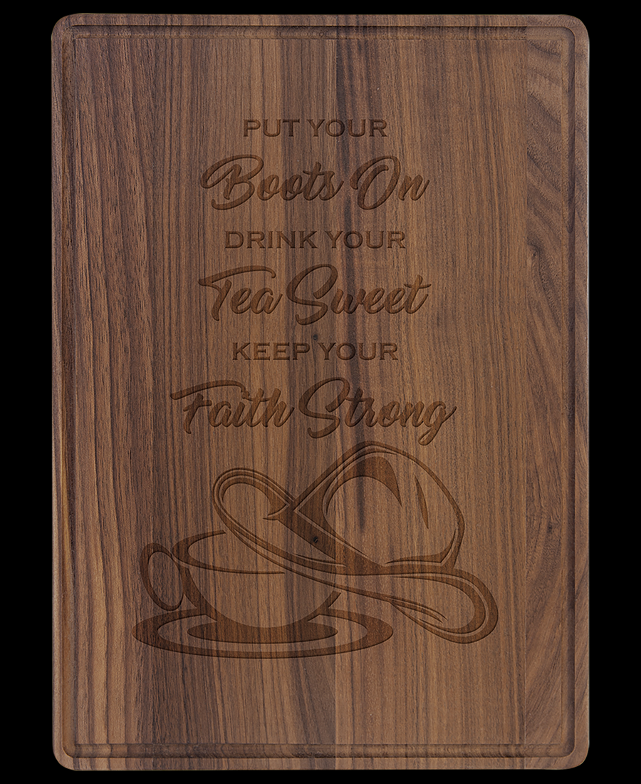 Custom Engraved Walnut Cutting Board with Drip Ring