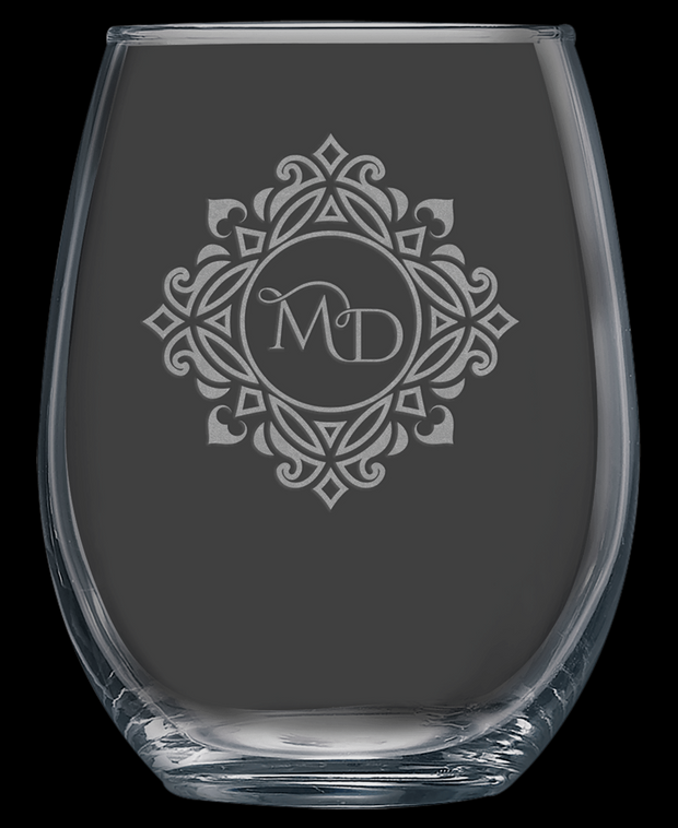Custom Engraved Stemless Wine Glasses Set of 12