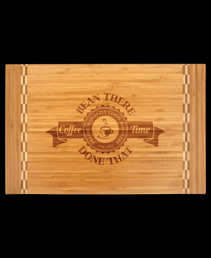 Custom Engraved Bamboo Cutting Board with Butcher Block Inlay