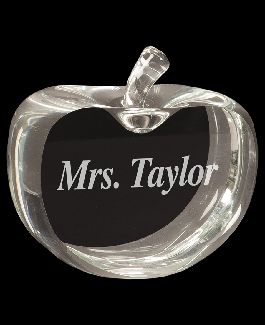 Custom 3 1/2" x 3 3/4" Flat Apple Crystal Award