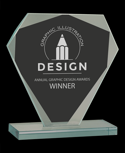 Custom Cut Diamond Jade Glass Award