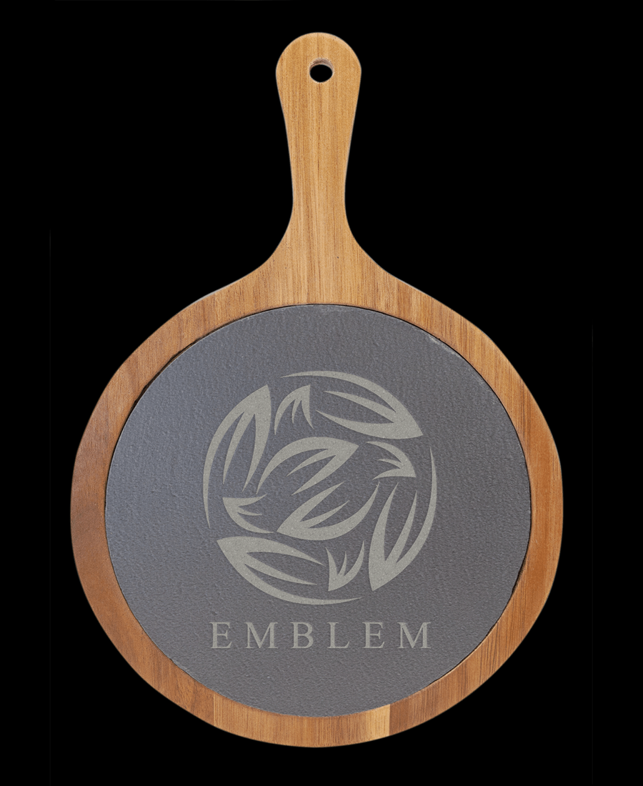 Custom Engraved Acacia Wood/Slate Round Serving Board