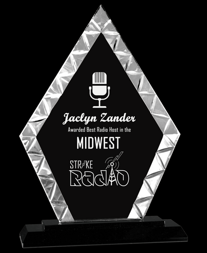 Custom Diamond Accent Glass Award