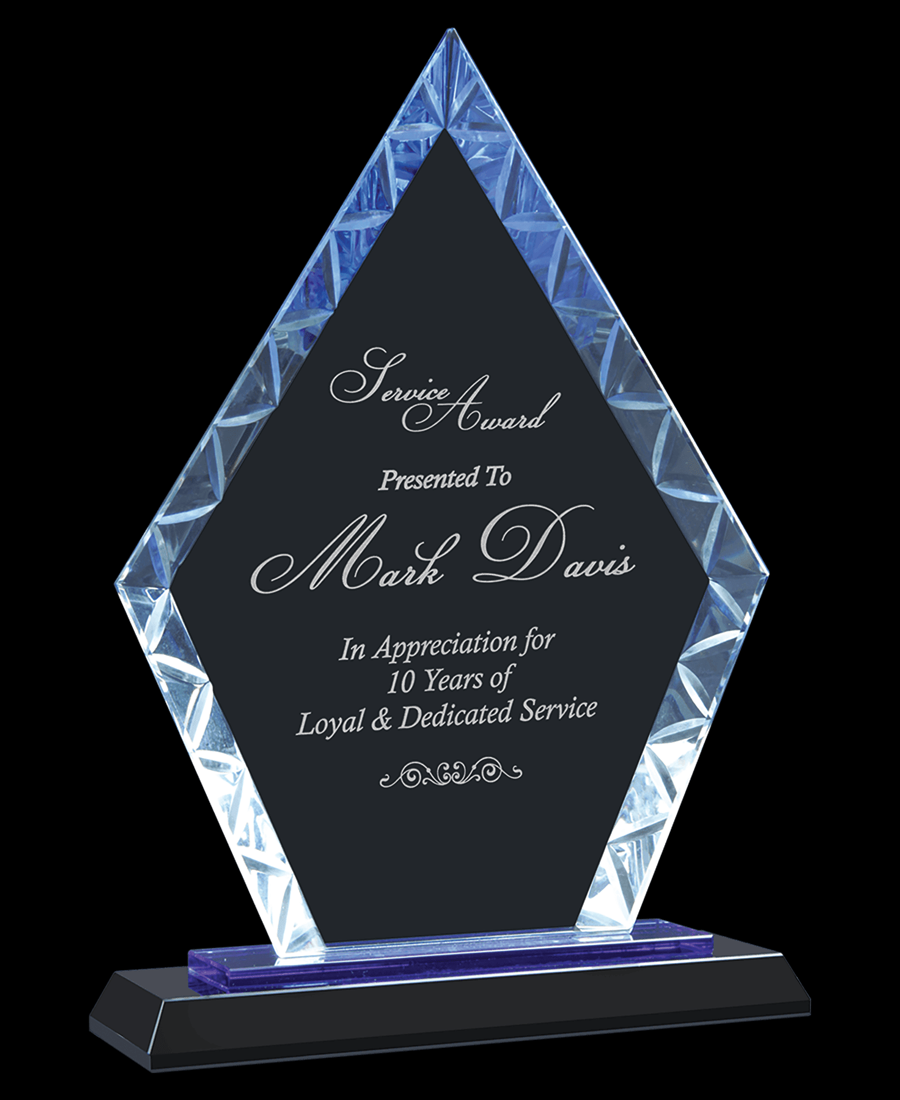 Custom Diamond Accent Glass Award