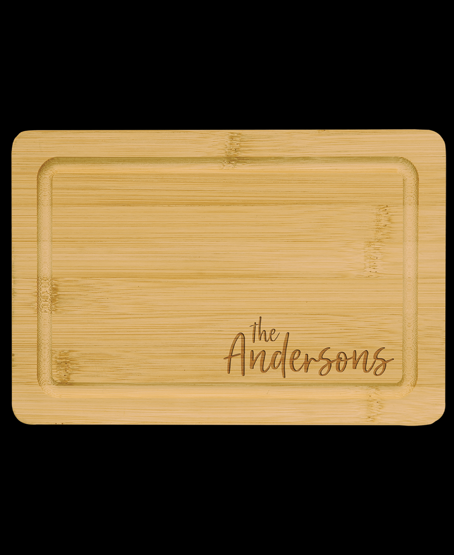 Custom Engraved Bamboo Cutting Board with Drip Ring