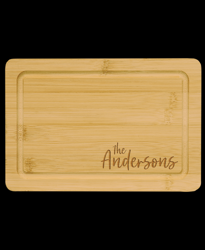 Custom Engraved Bamboo Cutting Board with Drip Ring