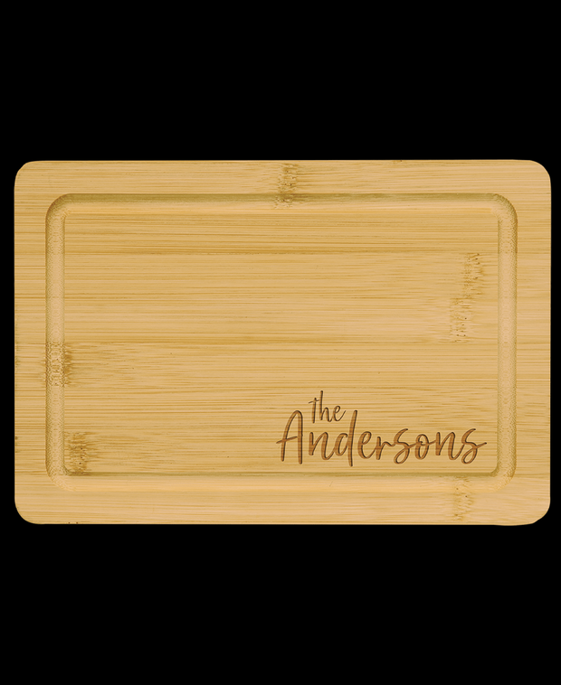 Custom Engraved Bamboo Cutting Board with Drip Ring