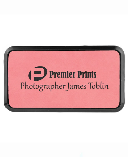 Custom Engraved Magnetic Rectangle Leather Name Badges