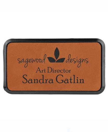 Custom Engraved Magnetic Rectangle Leather Name Badges