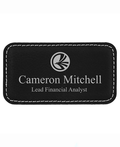 Custom Engraved Magnetic Rectangle Leather Name Badges