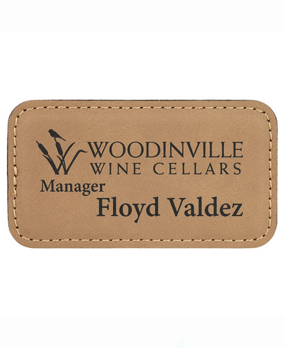 Custom Engraved Magnetic Rectangle Leather Name Badges