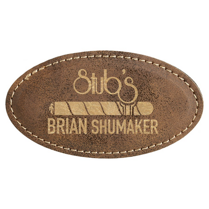 Custom Engraved Magnetic Oval Leather Name Badges
