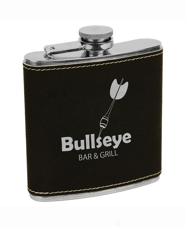 Custom Engraved 6oz Leather Wrapped Flasks